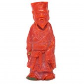 JAPANESE RED CORAL CARVING OF