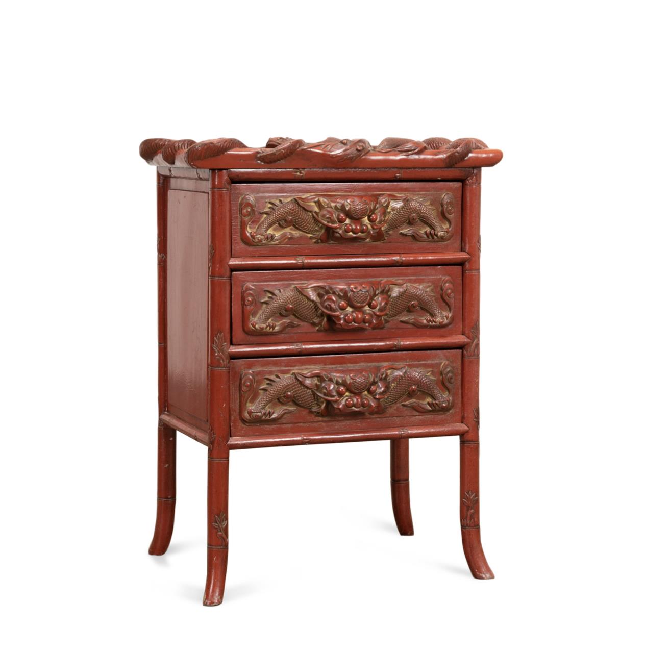 JAPANESE RED LACQUER DRAGON CHEST