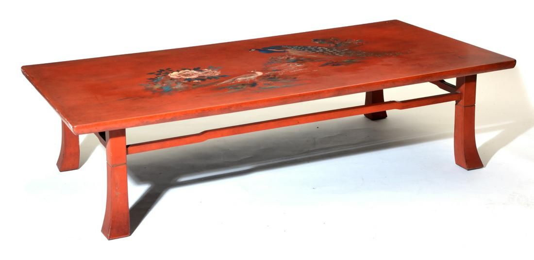 JAPANESE RED LACQUER TABLE, ZATAKU,