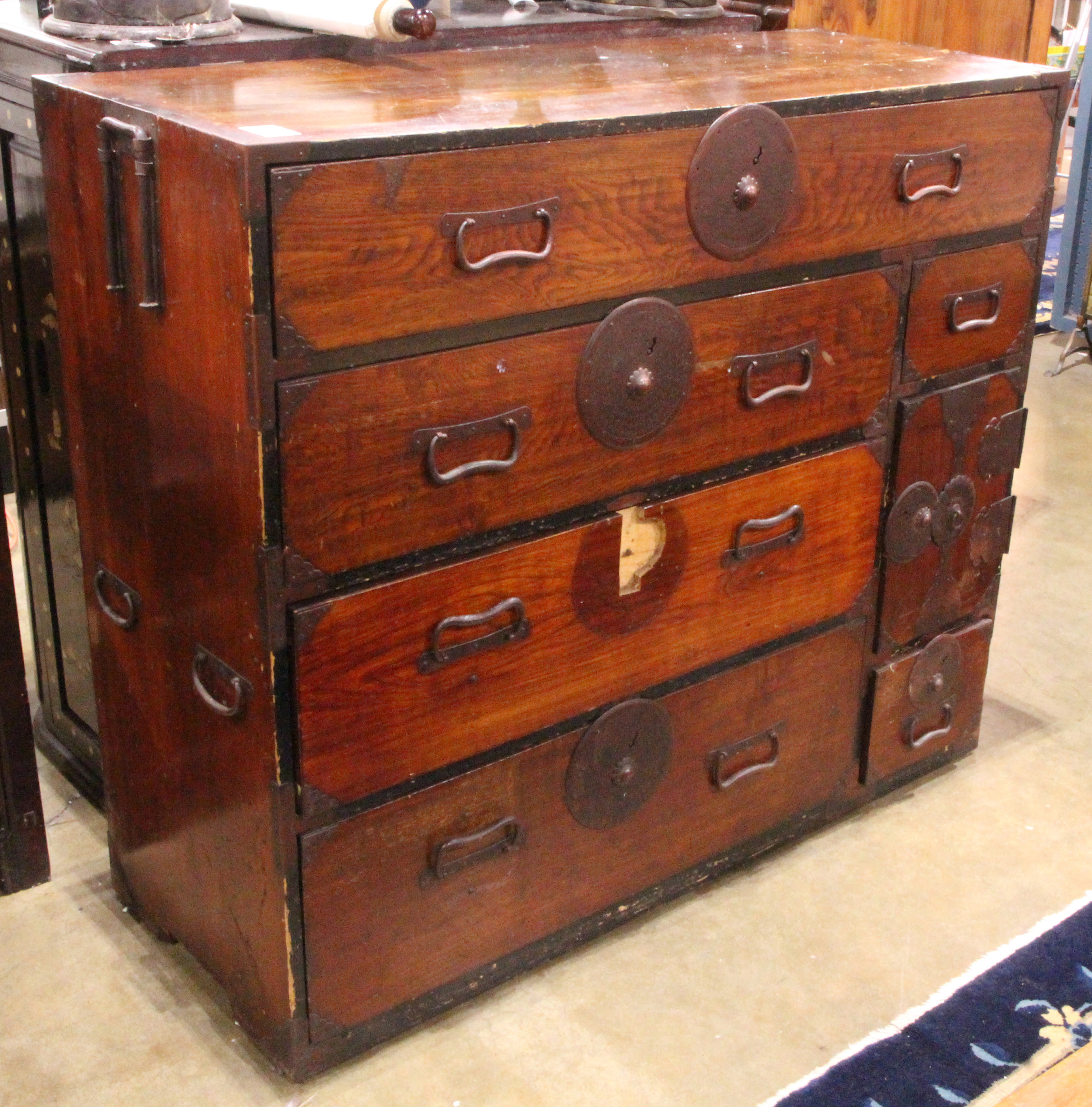 JAPANESE RED LACQUERED TANSU