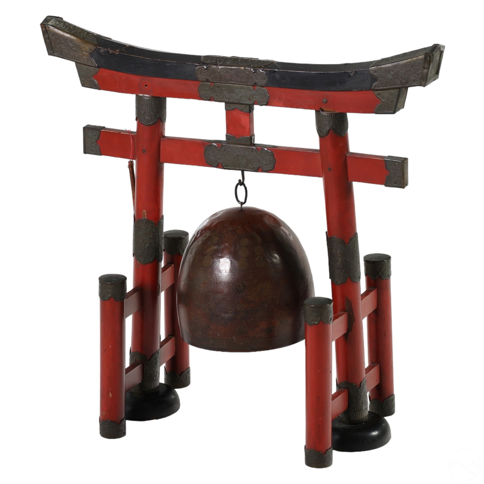JAPANESE RED METAL TEMPLE BELL &