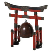 JAPANESE RED METAL TEMPLE BELL