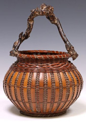 JAPANESE ROOT-HANDLED WOVEN BA