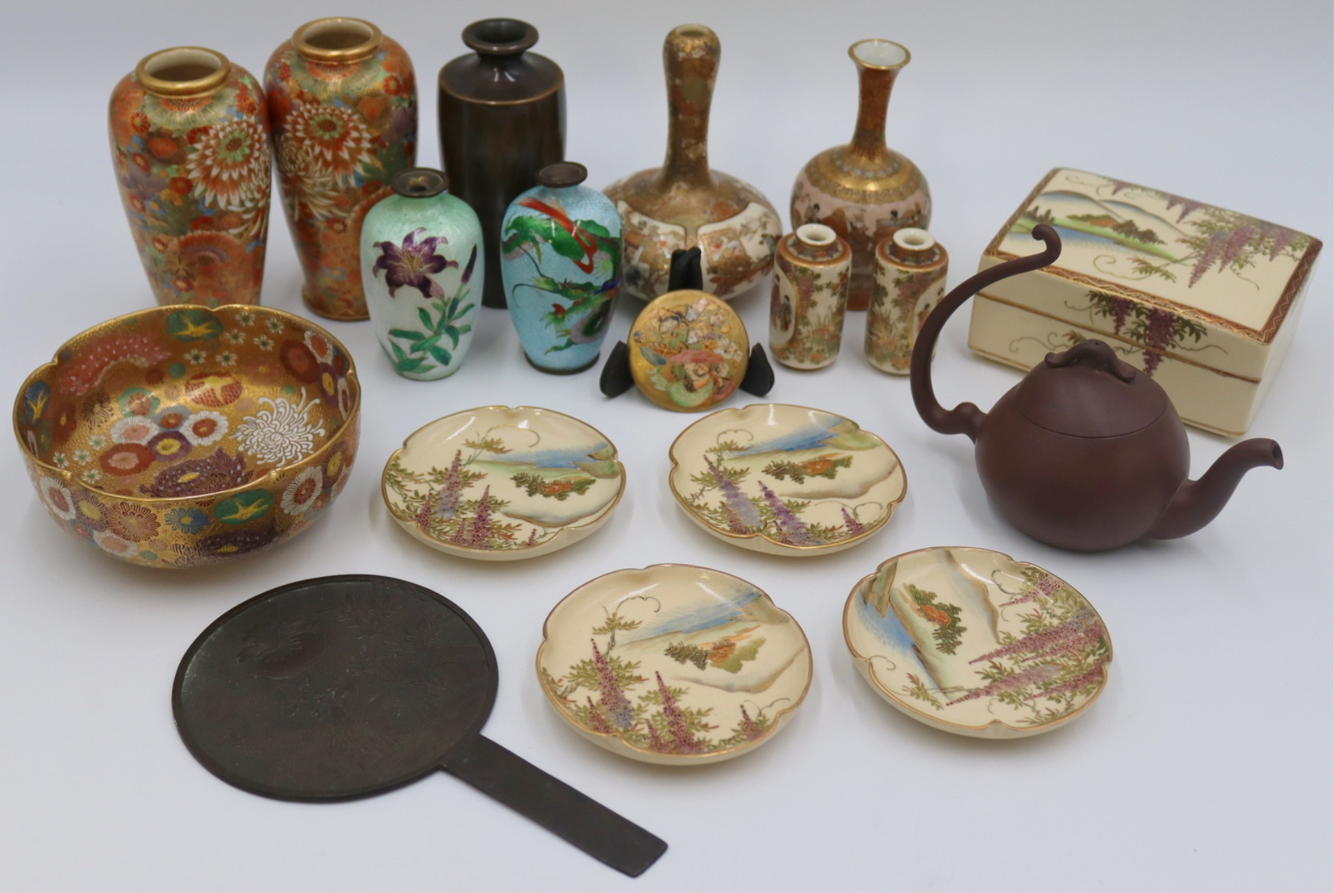JAPANESE SATSUMA, ENAMEL, AND