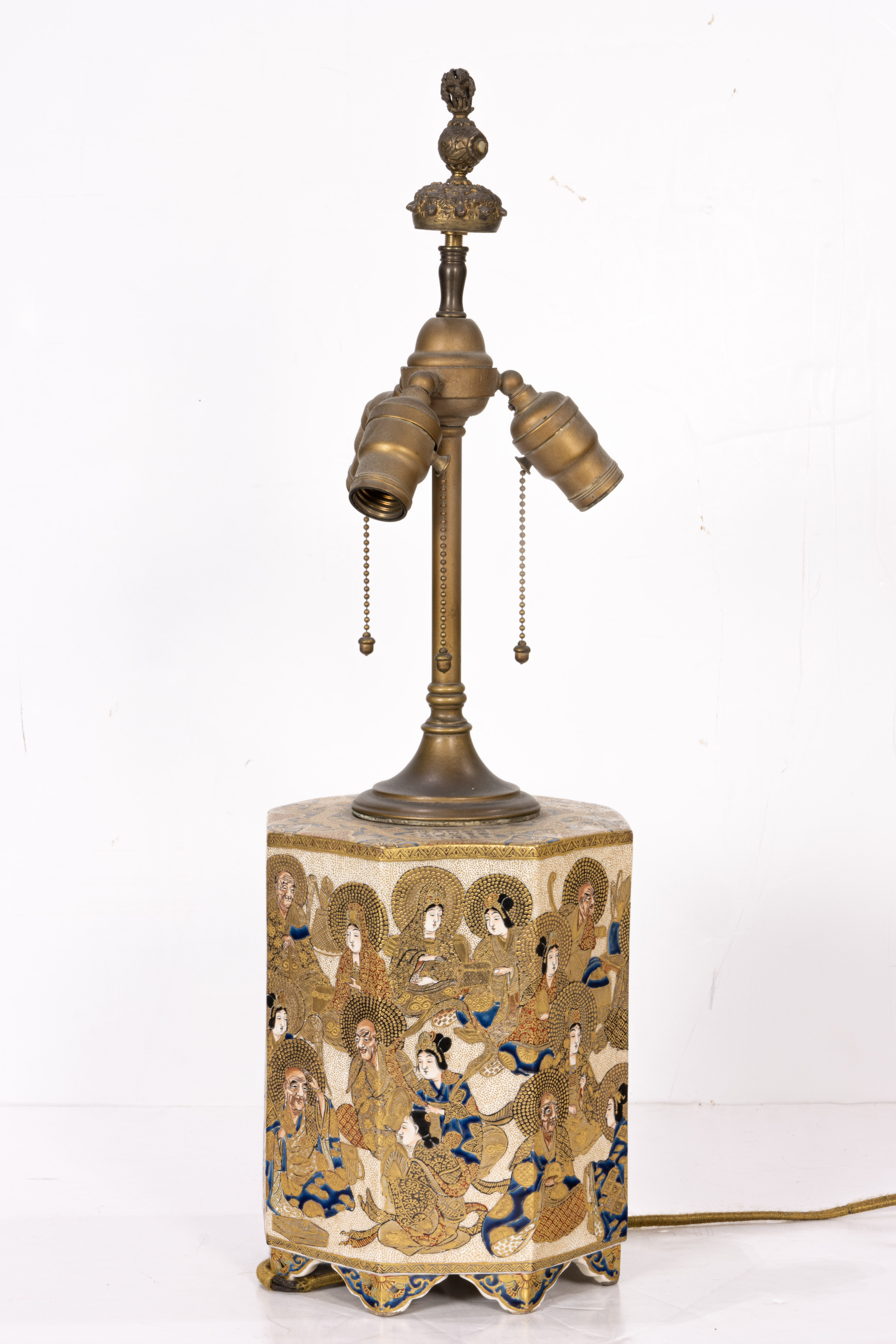 JAPANESE SATSUMA OCTAGONAL VASE AND
