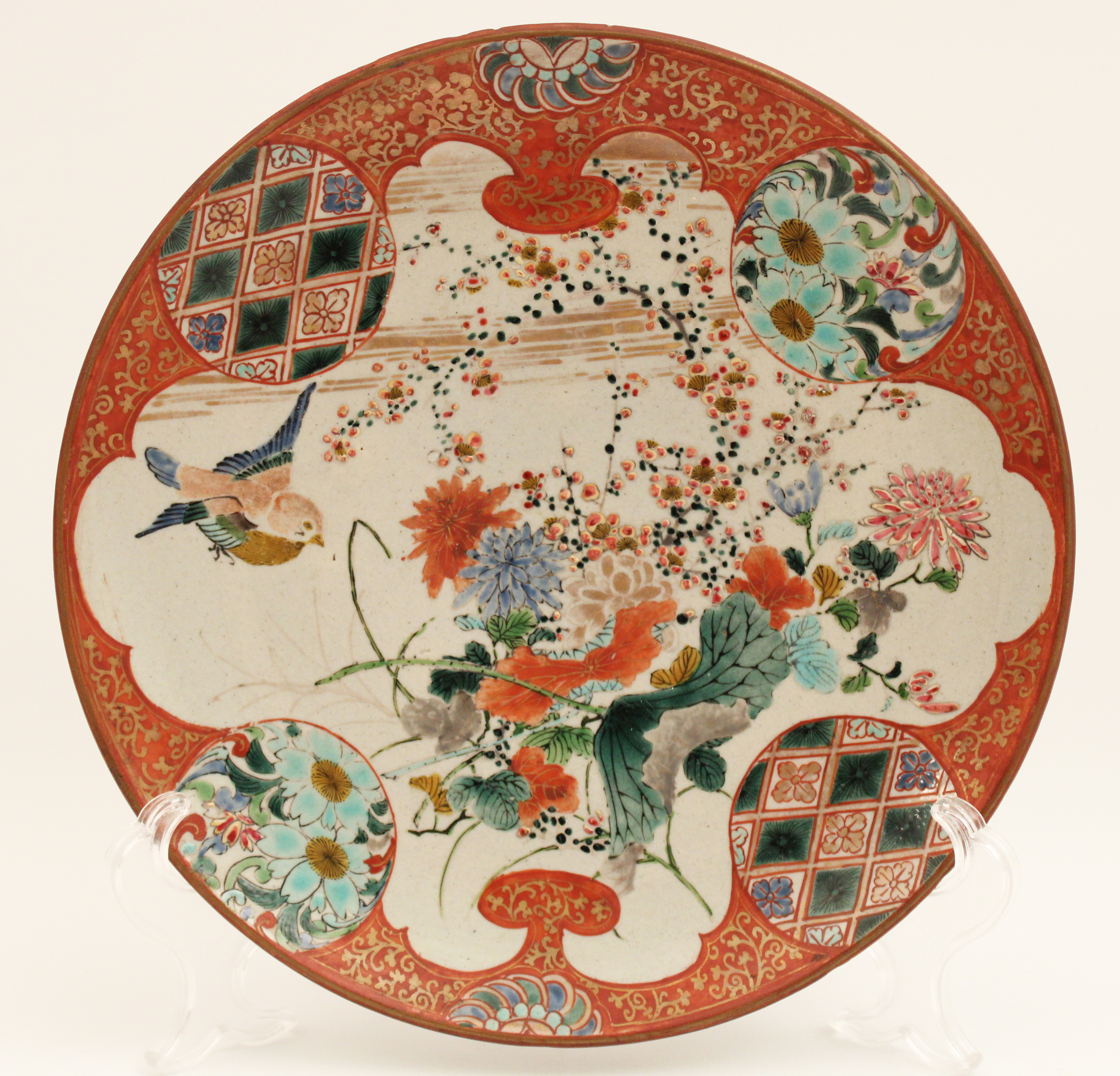 JAPANESE SATSUMA PLATE WITH BIRD