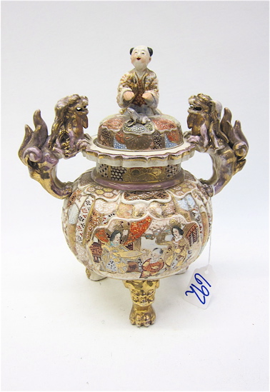 JAPANESE SATSUMA POTTERY TRI-FOOTED