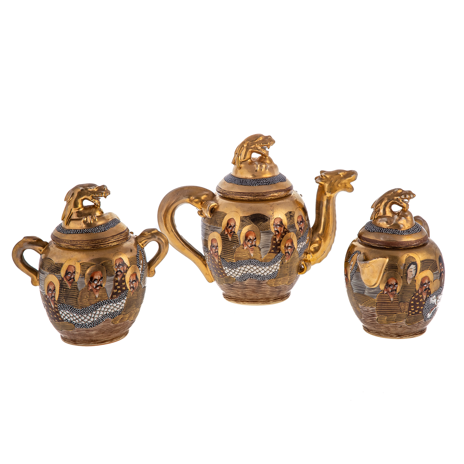 JAPANESE SATSUMA THREE PIECE TEA