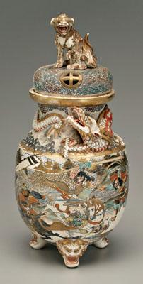 Japanese Satsuma tripod censer,