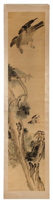 JAPANESE SCROLL PAINTING OF BI