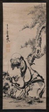 JAPANESE SCROLL PAINTING OF DA