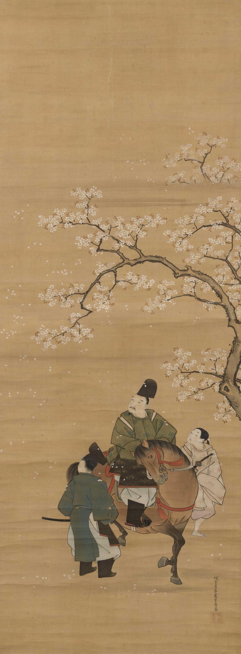 JAPANESE SCROLL PAINTING ON SILK BY