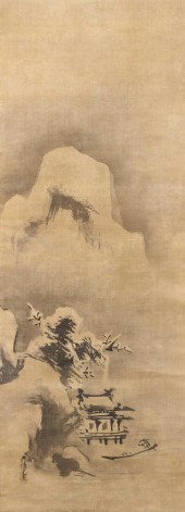 JAPANESE SCROLL PAINTING ON SI