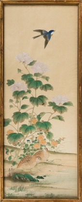 JAPANESE SCROLL PAINTING ON SI