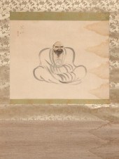 JAPANESE SCROLL PAINTING ON SI