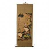JAPANESE SCROLL PAINTING, RED-