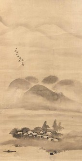 JAPANESE SESSHU-STYLE SCROLL P