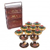 JAPANESE SET OF 12 LACQUER TEA