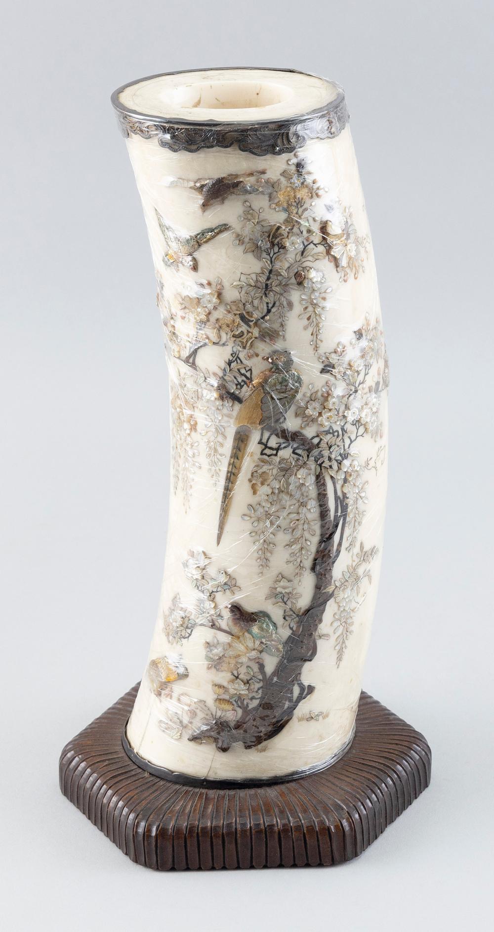 JAPANESE SHIBAYAMA TUSK VASE LATE