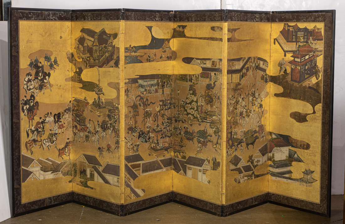 JAPANESE SHOGUN SIX-PANEL SCREEN