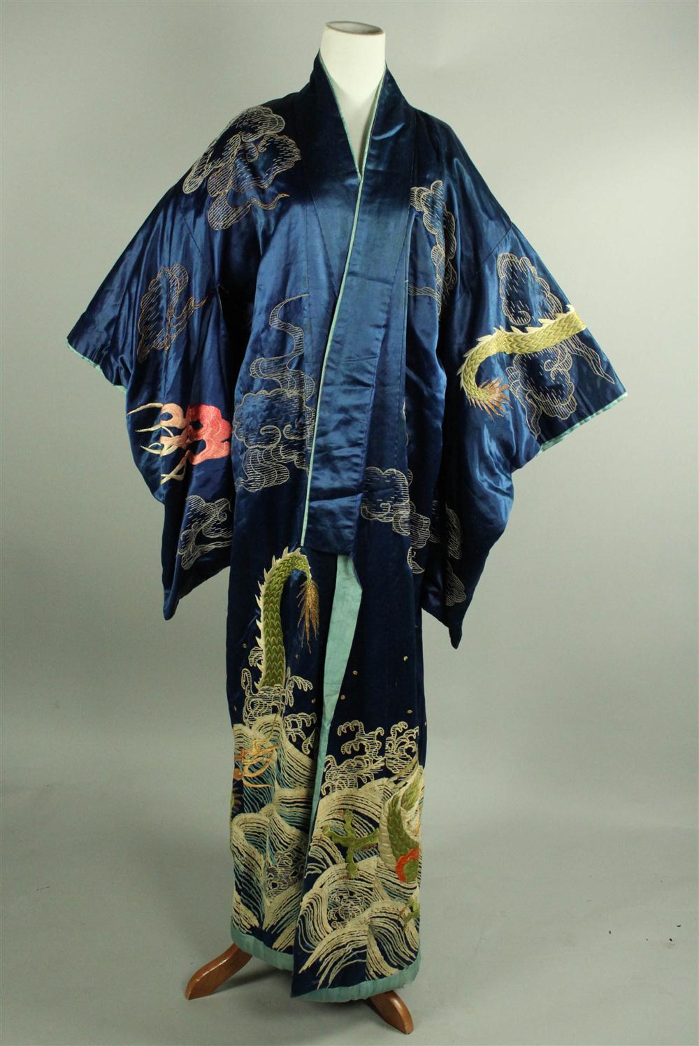 JAPANESE SILK EMBROIDERED LONG ROBE