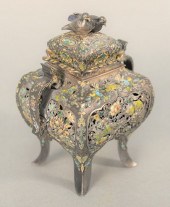 JAPANESE SILVER ENAMELLED AND