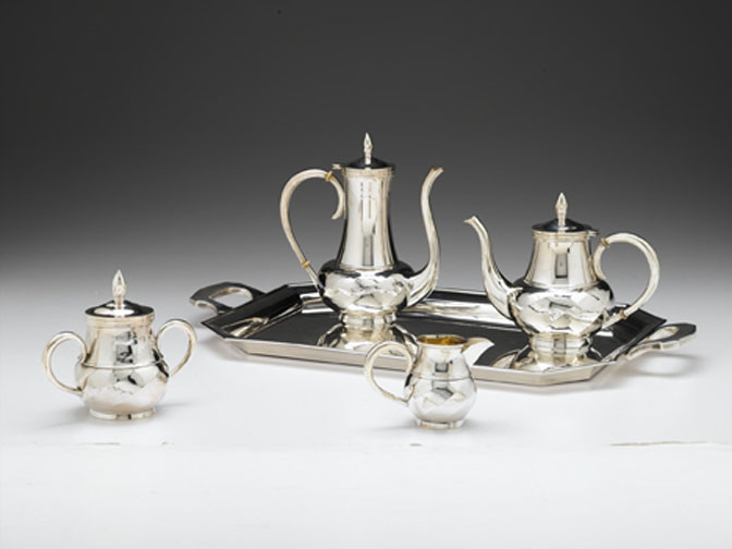 Japanese silver four piece tea &