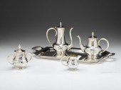 Japanese silver four piece tea