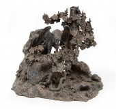 JAPANESE SILVERED BRONZE FIGUR