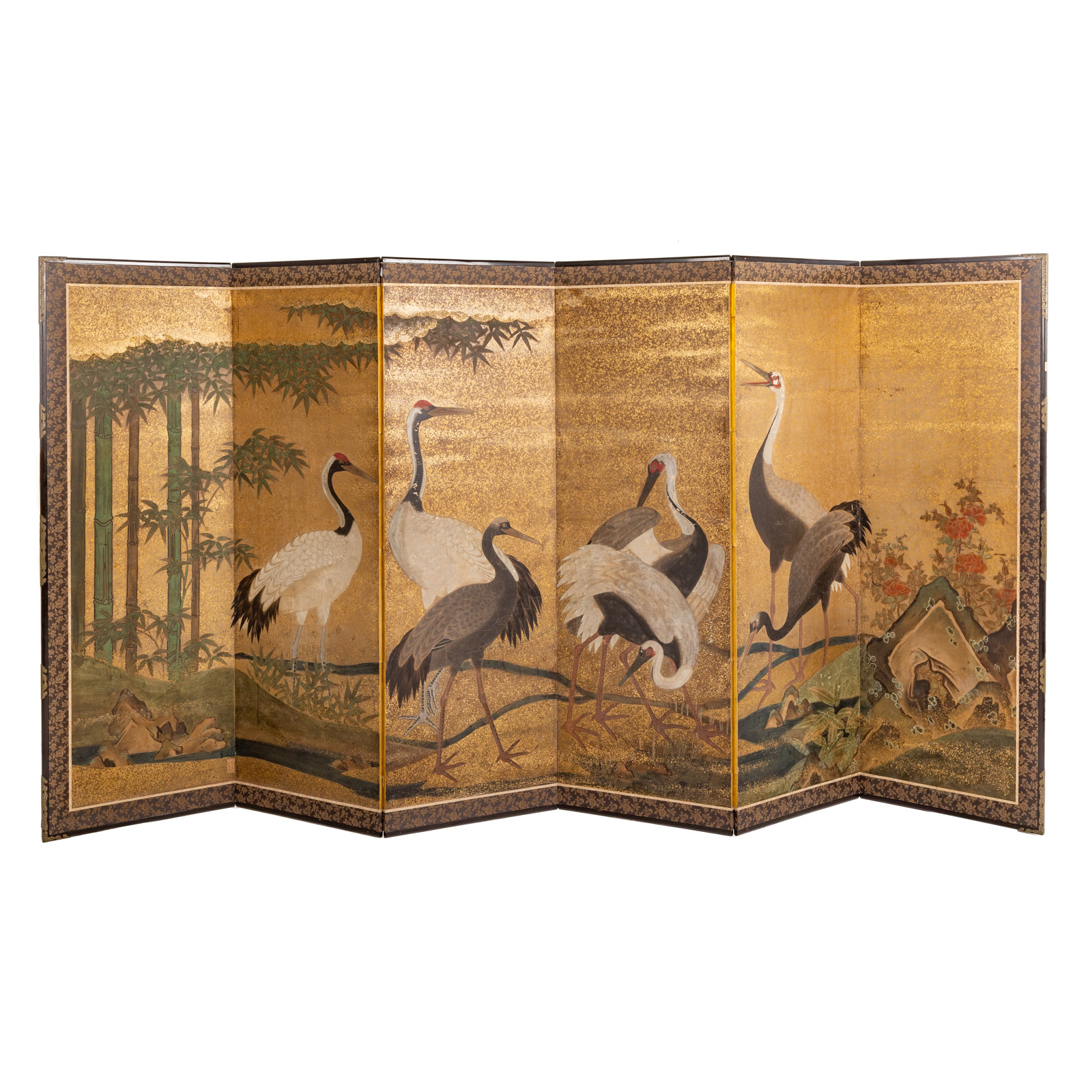 JAPANESE SIX PANEL FOLDING SCREEN