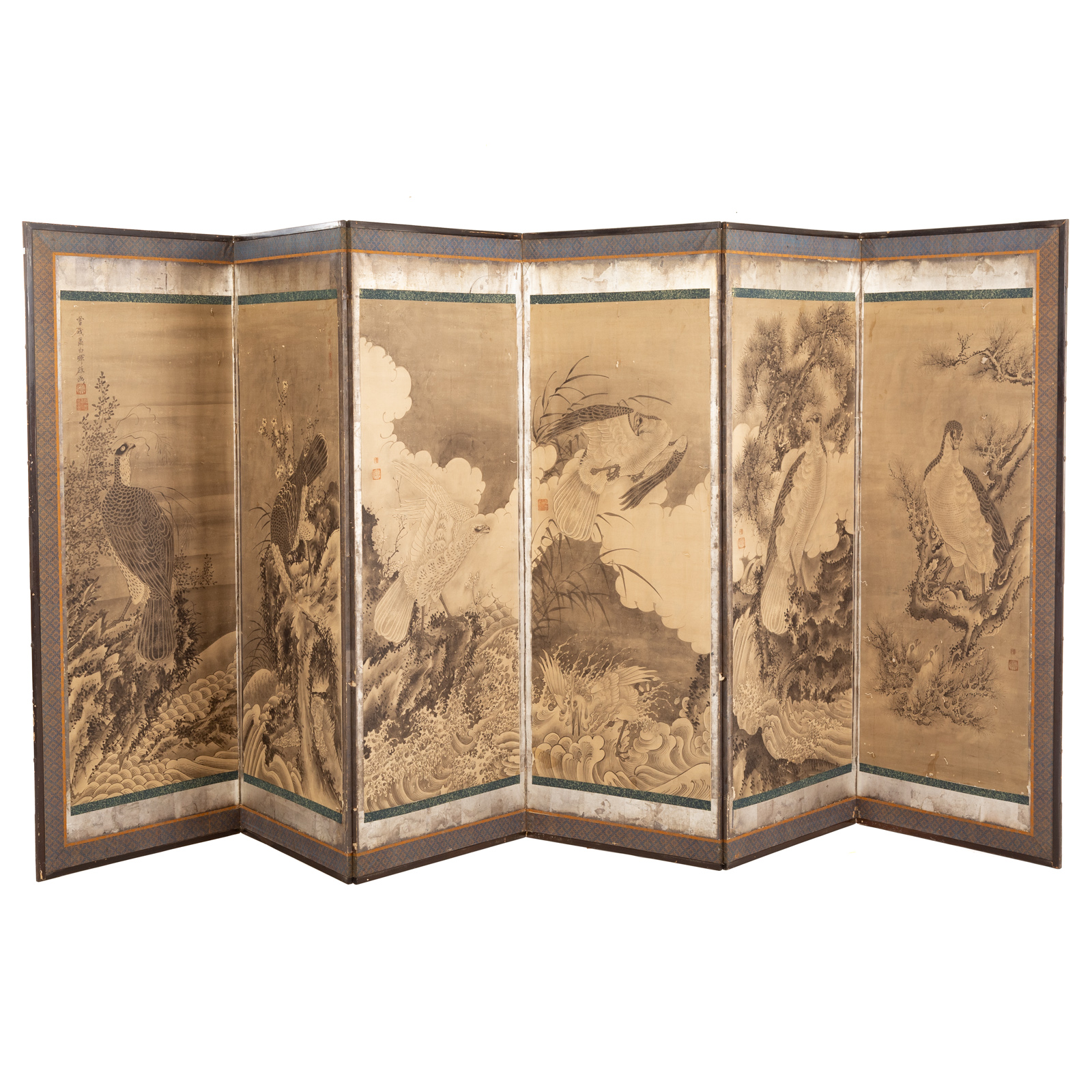 JAPANESE SIX PANEL FOLDING SCREEN