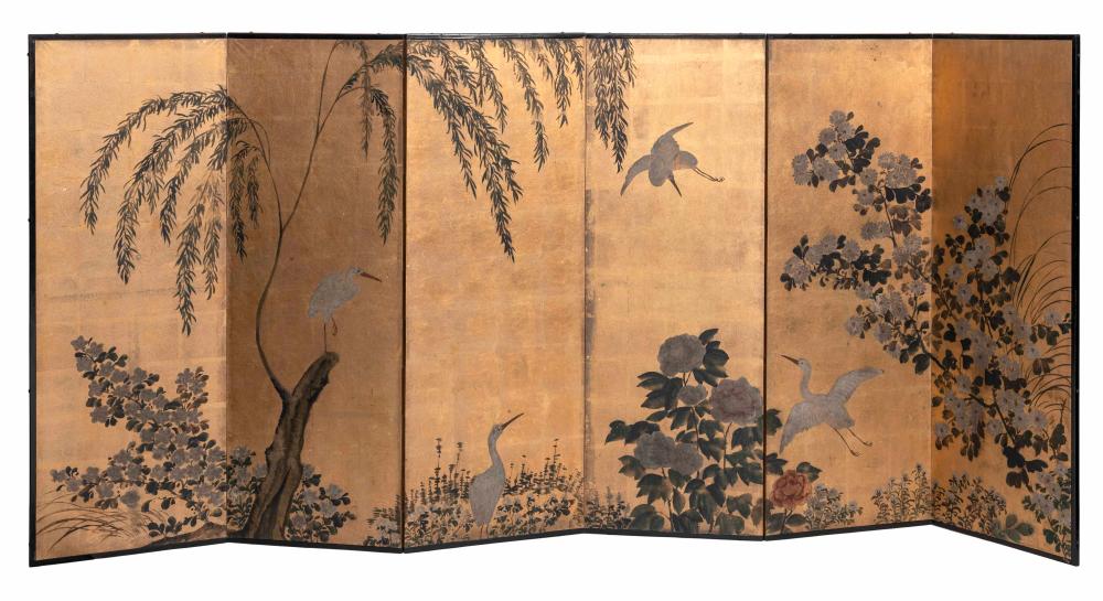 JAPANESE SIX-PANEL SCREEN LATE