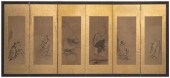 JAPANESE SIX-PANEL SCREEN MOUN