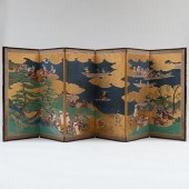 JAPANESE SIX PANEL SCREEN OF H