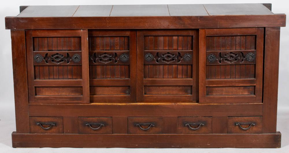 JAPANESE STAINED FRUITWOOD AND PINE
