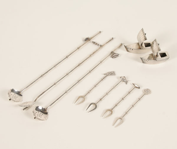Japanese sterling spoons and a pair