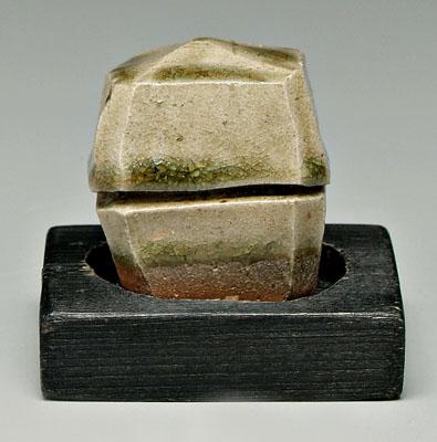 Japanese stoneware incense box,