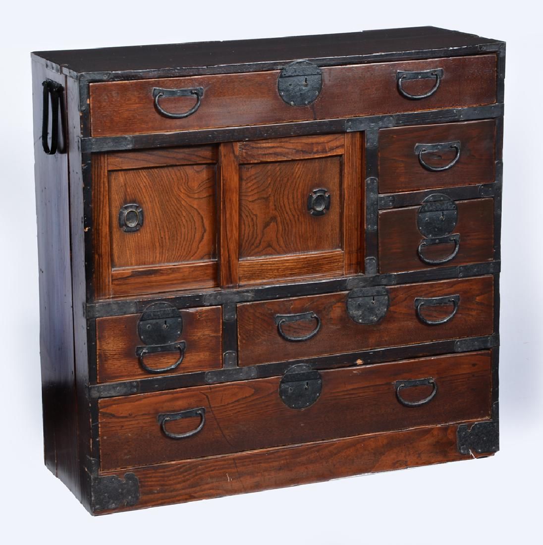 JAPANESE TANSU, 6 DRAWERS AND