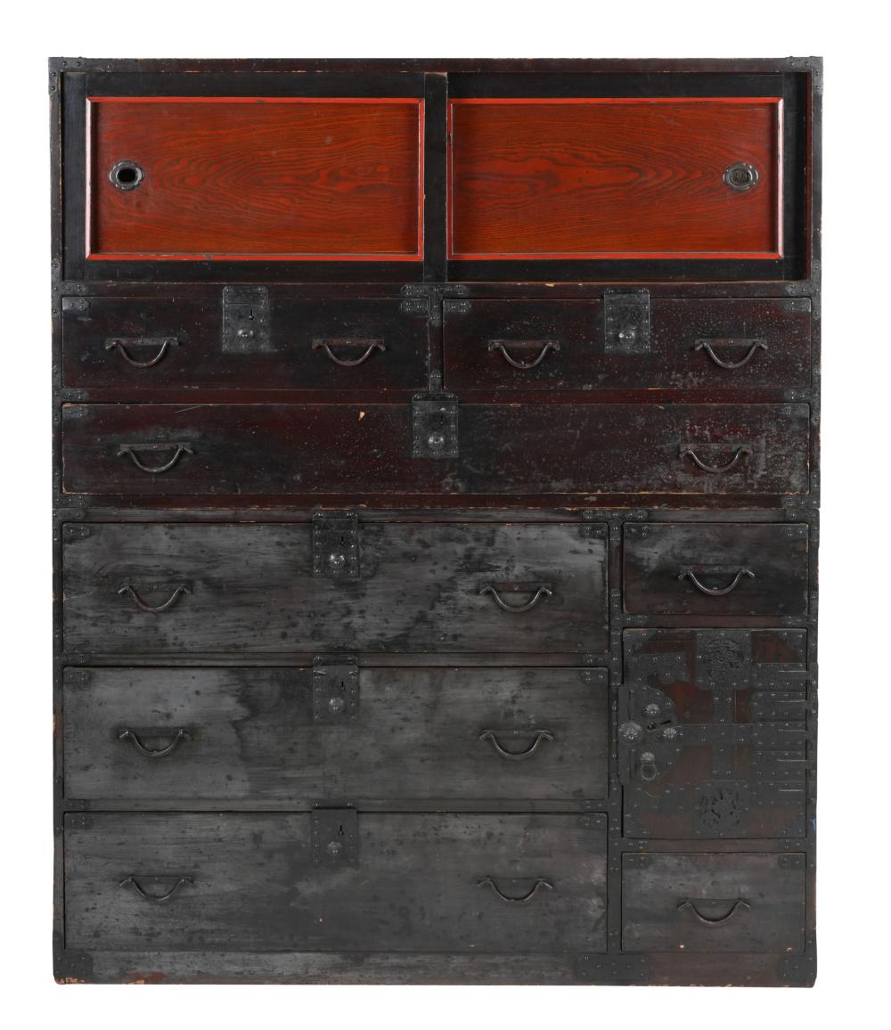 JAPANESE TANSU CHESTin two parts;