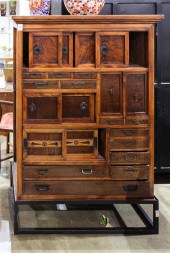 JAPANESE TANSU WITH METAL STAN