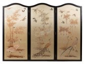 JAPANESE THREE-PANEL SILK FLOO