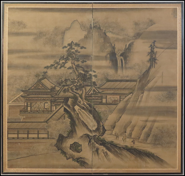 JAPANESE TWO PANEL FLOOR SCREEN.