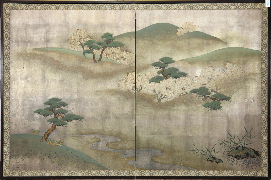 JAPANESE TWO-PANEL FOLDING SCREEN