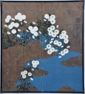 JAPANESE TWO PANEL HAND PAINTE