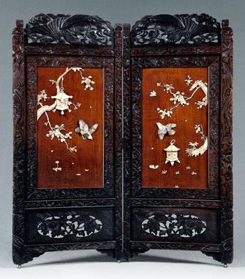 Japanese two-panel screen, carved