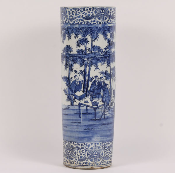 Japanese umbrella/cane stand;  blue