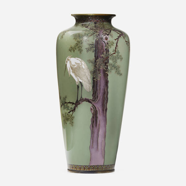 Japanese. Vase with heron. late