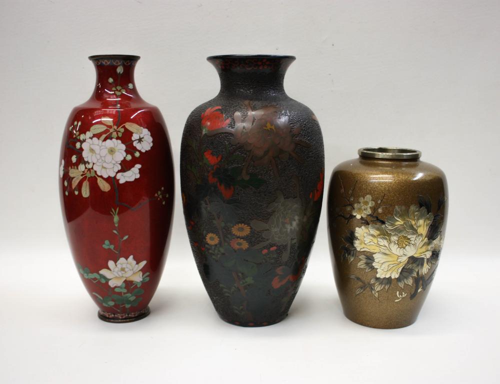 JAPANESE VASESTHREE JAPANESE VASES,
