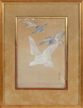 JAPANESE WATERCOLOR ON SILK BY