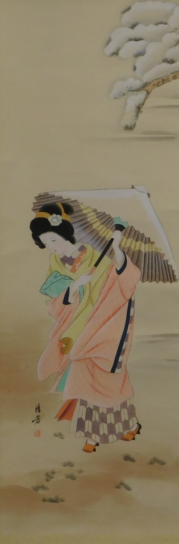 JAPANESE WINTER GEISHA HANGING WALL